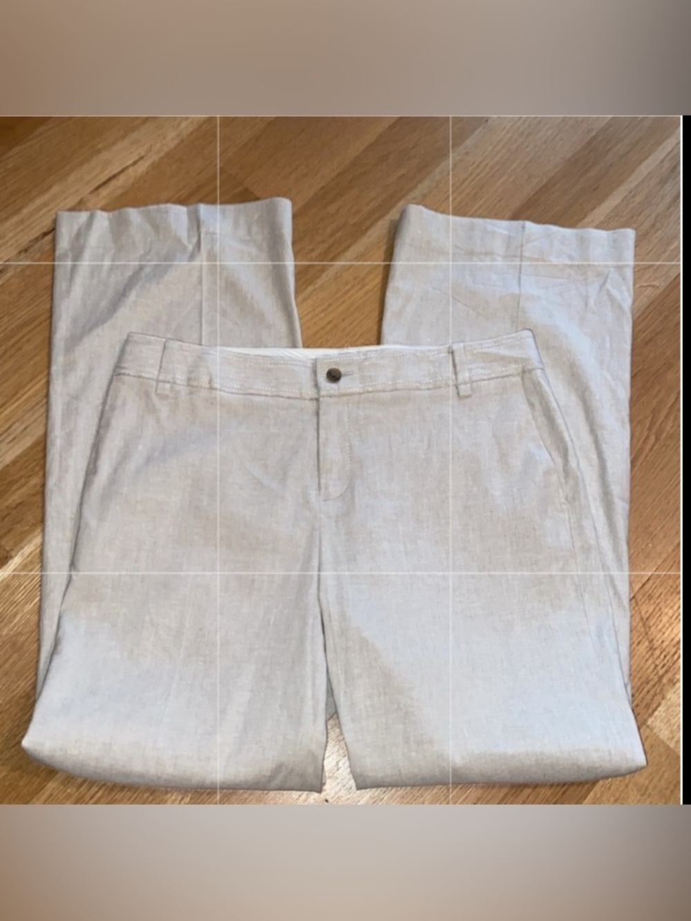 Banana Republic Linen Blend Martin Fit Wide Leg Trousers Pants Stretch Tan Beige
